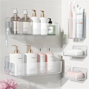 Shower Shelf Organizer 5 Pack Bathroom Wall Mount Soap Holder Toothbrush Rack